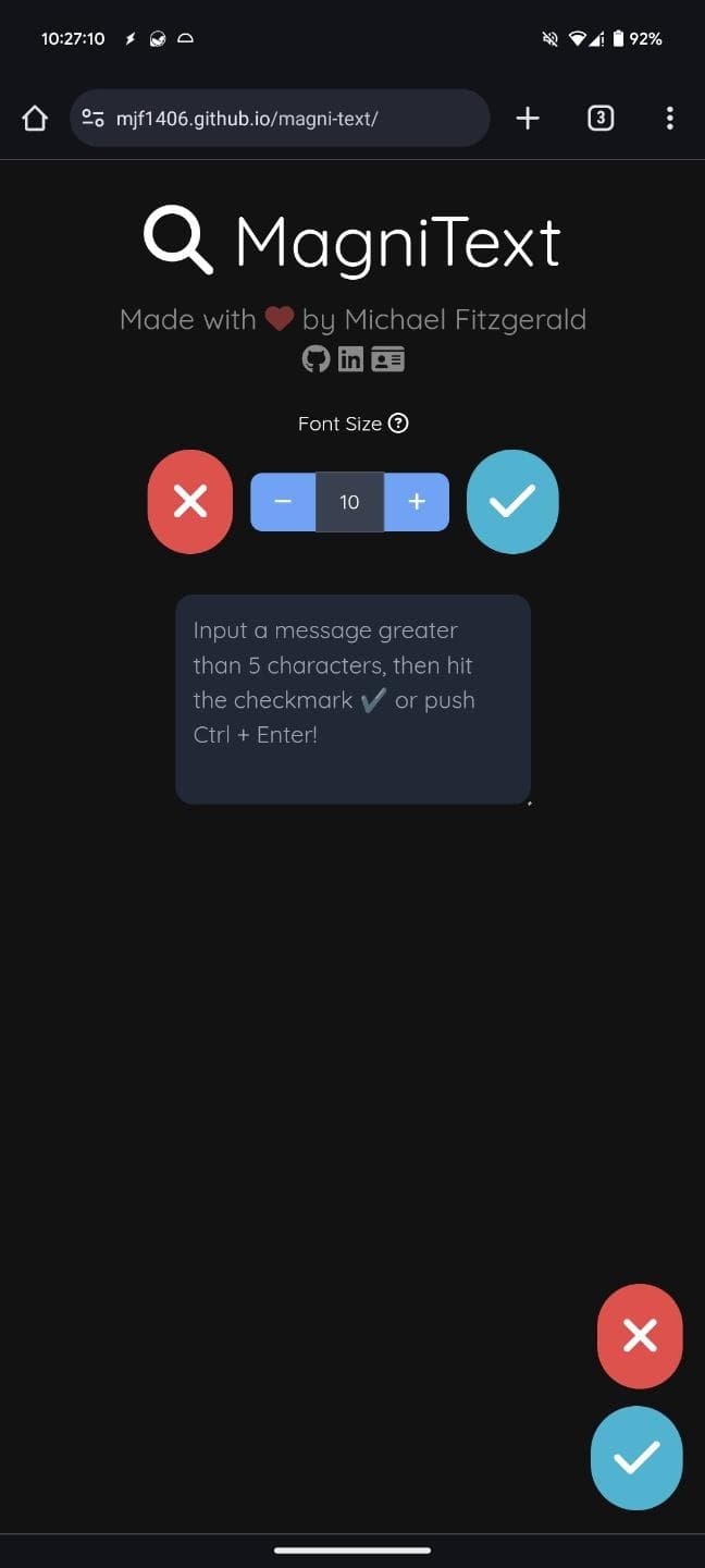 MagniText with text magnified