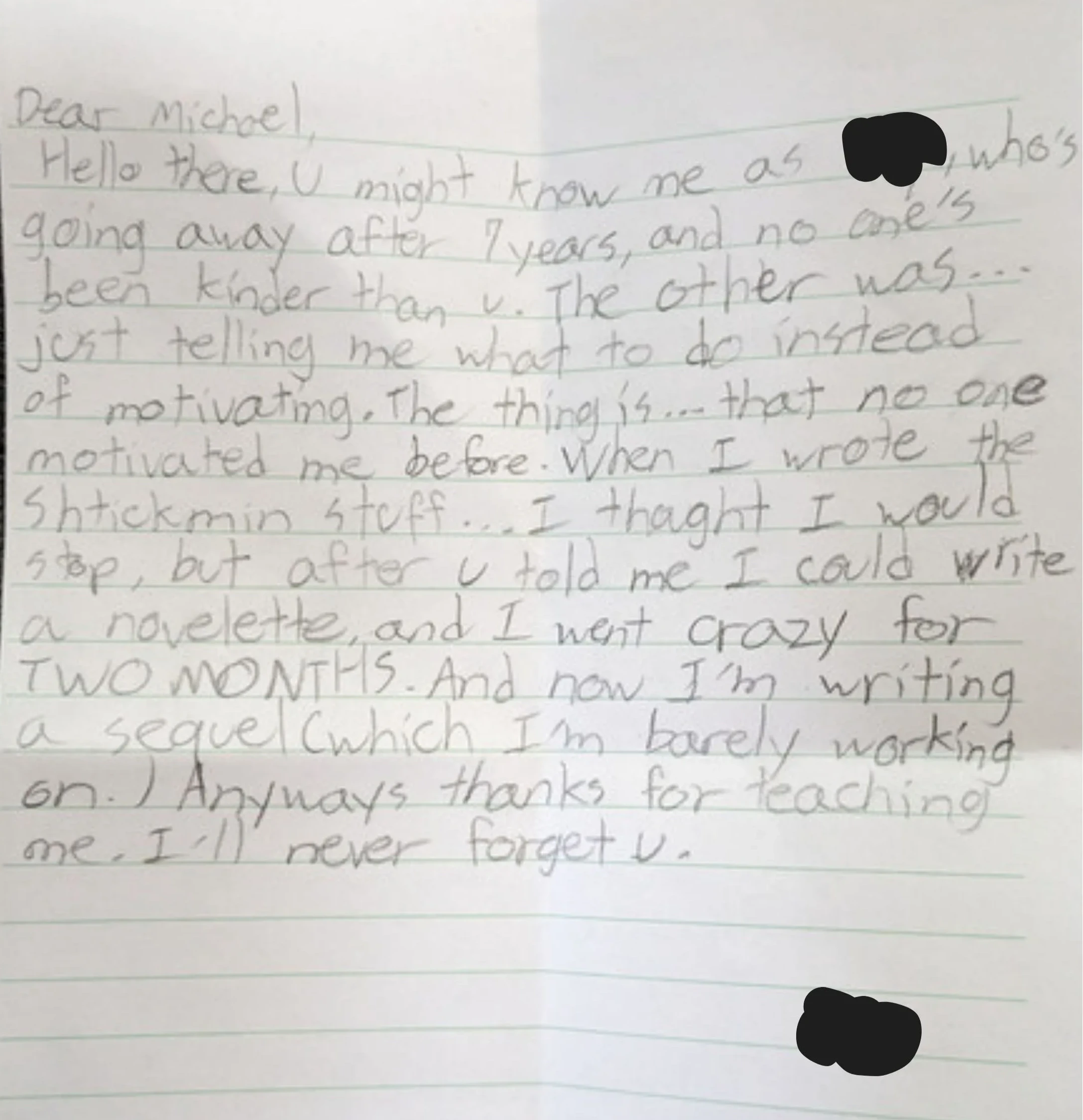 Student letter 4